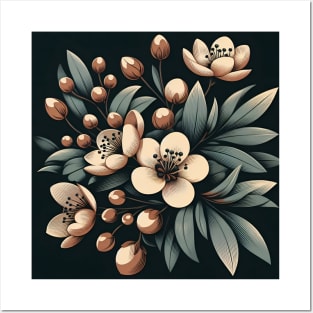 Olive Floral Illustration Posters and Art